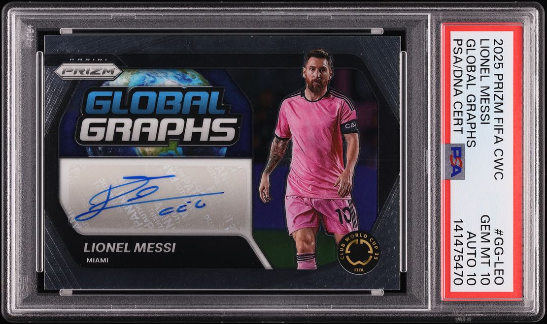 2025 Panini Prizm FIFA Club World Cup Global Graphs Lionel Messi AUTO DNA 10 #GG-LEO PSA 10 GEM