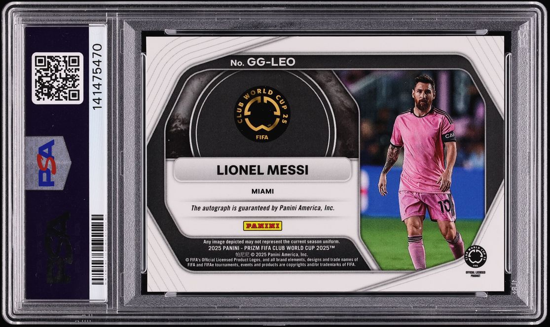 2025 Panini Prizm FIFA Club World Cup Global Graphs Lionel Messi AUTO DNA 10 #GG-LEO PSA 10 GEM