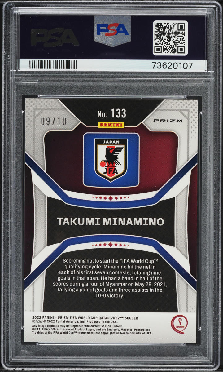 2022 Panini Prizm World Cup Qatar Gold Takumi Minamino /10 #133 PSA 9 MINT