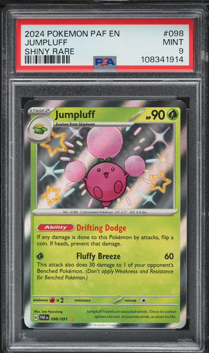 2024 Pokemon Scarlet & Violet Paldean Fates Holo Shiny Jumpluff #98 PSA 9 MINT