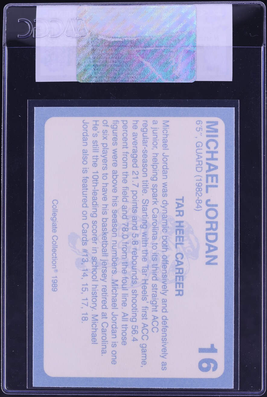 1989 Collegiate Collection North Carolina Michael Jordan #16 CGC AUTH