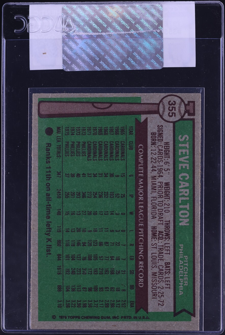 1976 Topps Steve Carlton #355 CGC AUTH