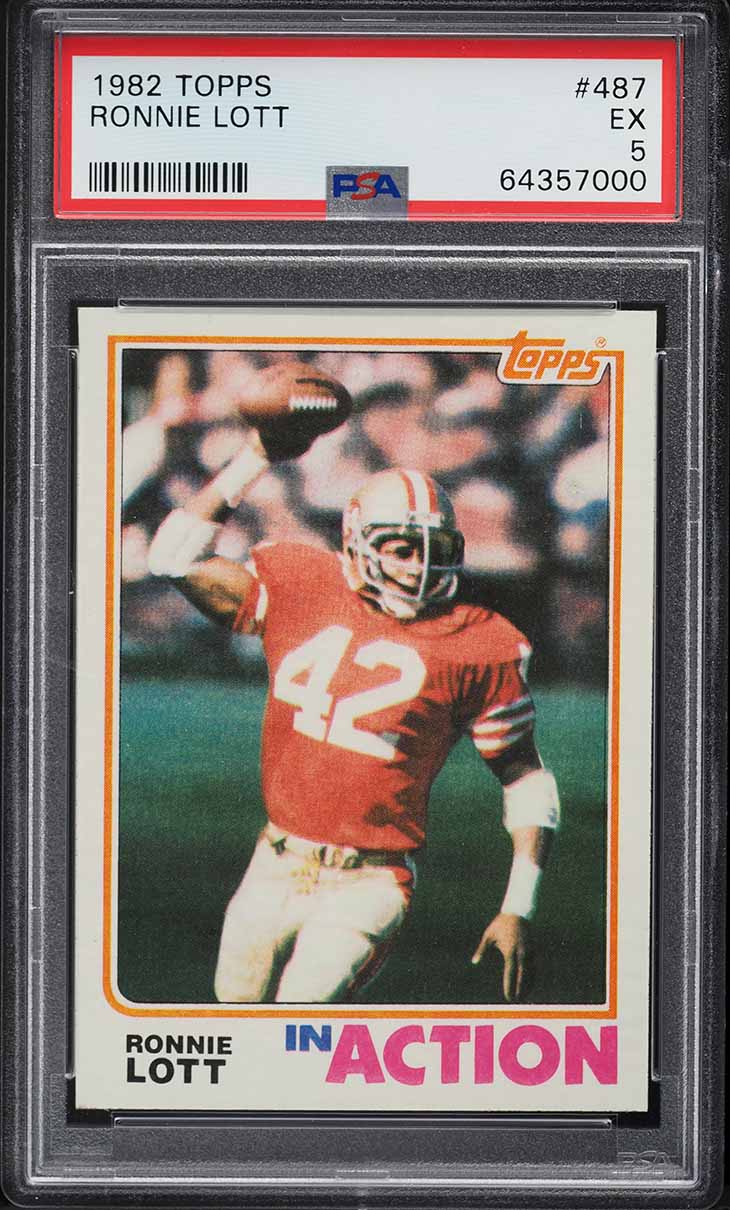 1982 Topps Football Ronnie Lott ROOKIE, IN ACTION #487 PSA 5 EX