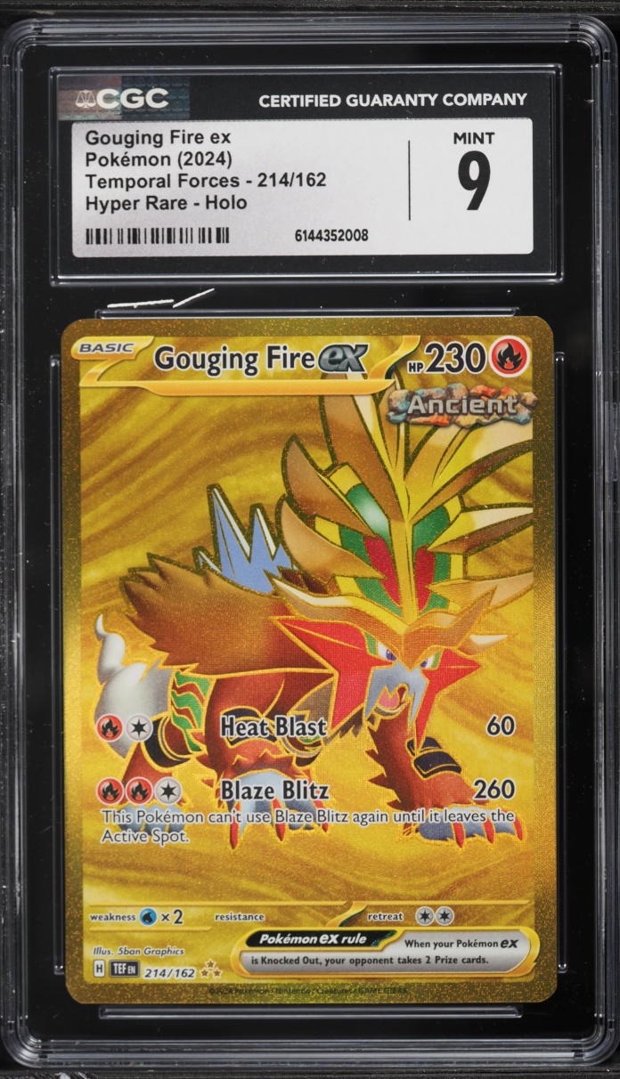 2024 Pokemon Scarlet & Violet Temporal Forces Gold Rare Gouging Fire ex #214 CGC 9 MINT