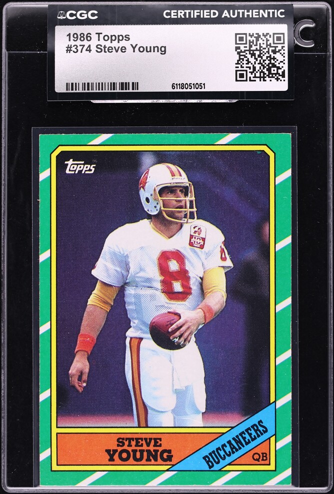 1986 Topps Football Steve Young ROOKIE #374 CGC AUTH