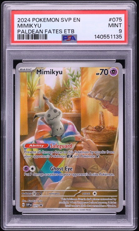 2024 Pokemon Scarlet & Violet Promo Paldean Fates Center ETB Full Art Mimikyu #75 PSA 9 MINT