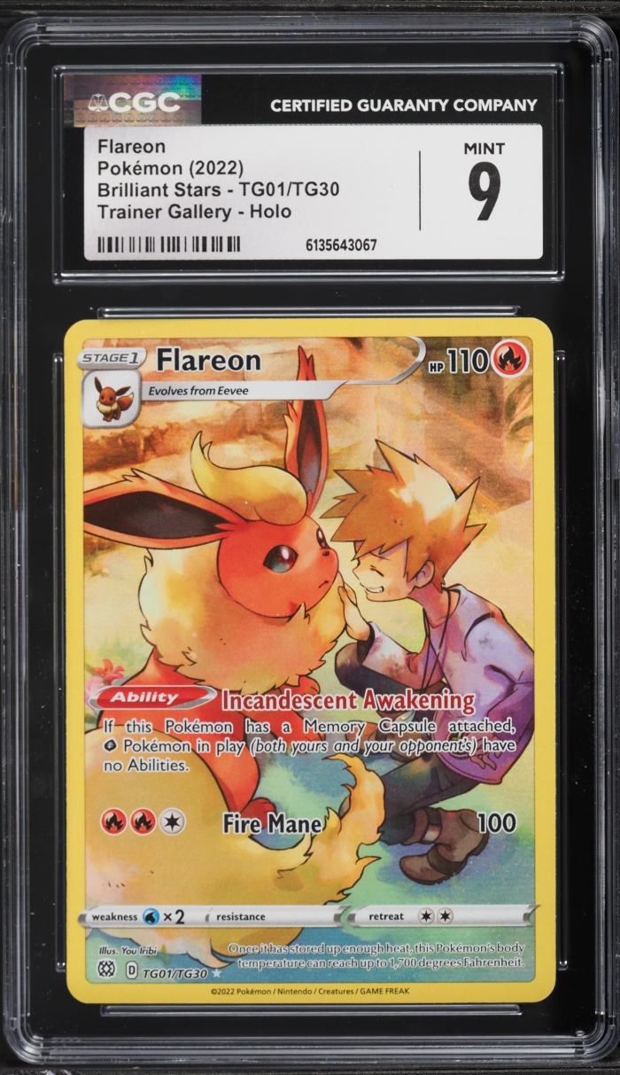 2022 Pokemon Sword & Shield Brilliant Stars CHR Flareon #TG01 CGC 9 MINT