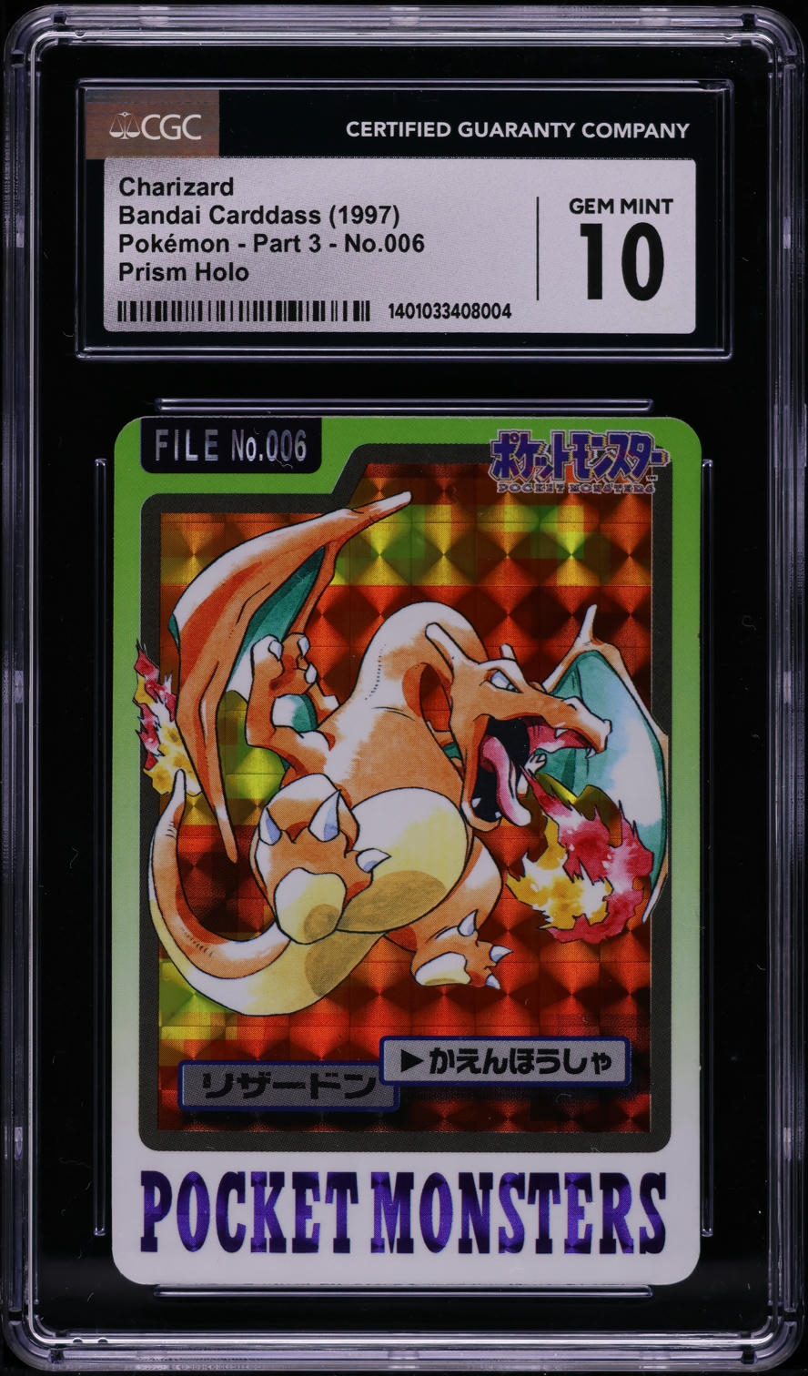 1997 Pokemon Japanese Pocket Monsters Carddass Prism Charizard #6 CGC 10 GEM
