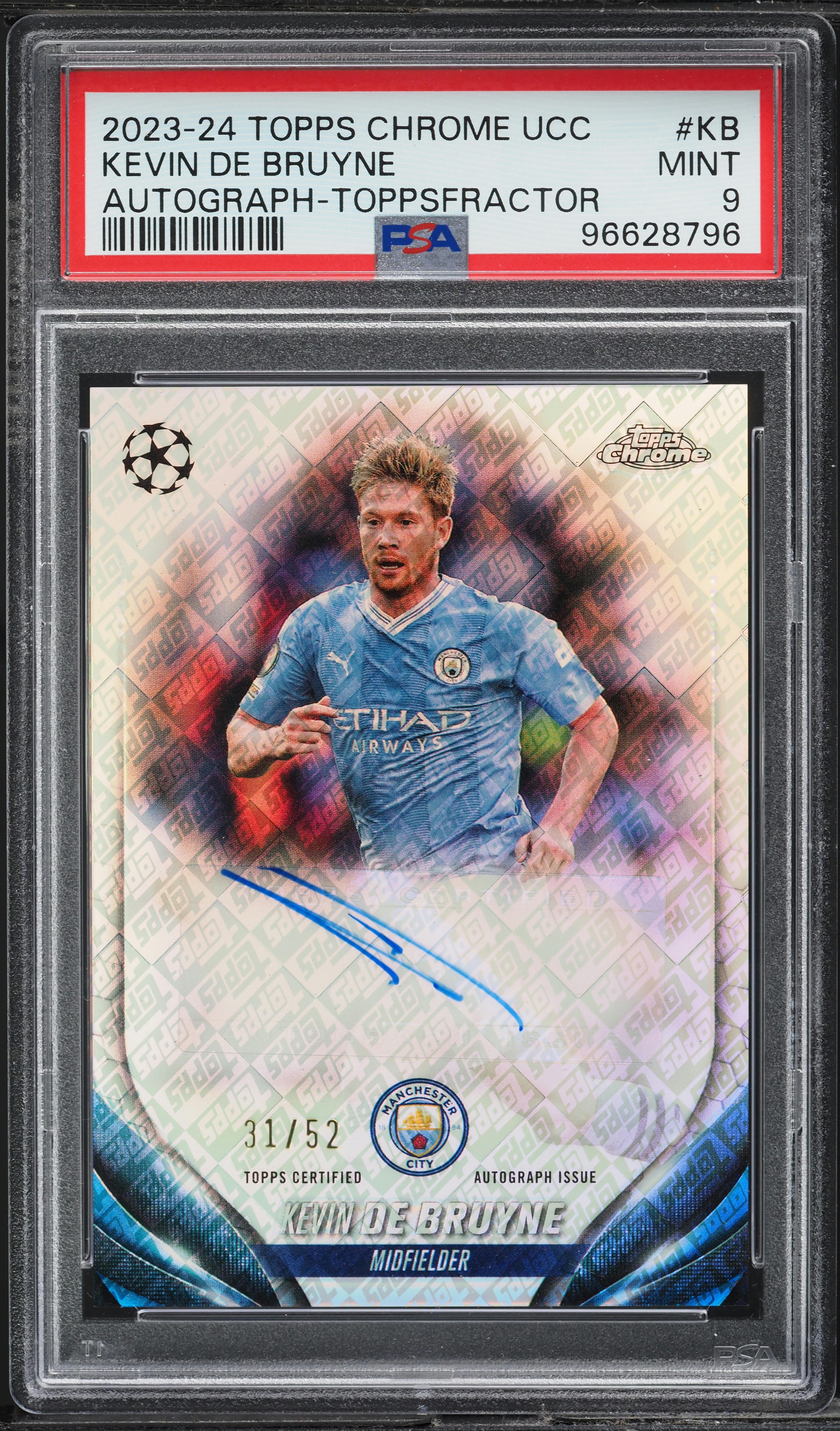 2023 Topps Chrome UEFA CC Toppsfractor Kevin De Bruyne AUTO /52