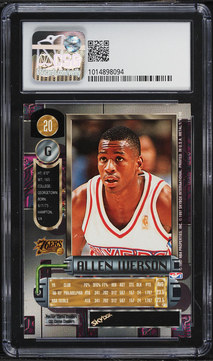 1997 Metal Universe Allen Iverson #20 CSG 7.5 NRMT+