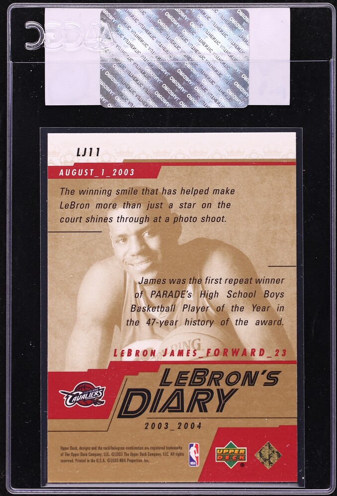2003 Upper Deck LeBron's Diary LeBron James ROOKIE #LJ11 CGC AUTH