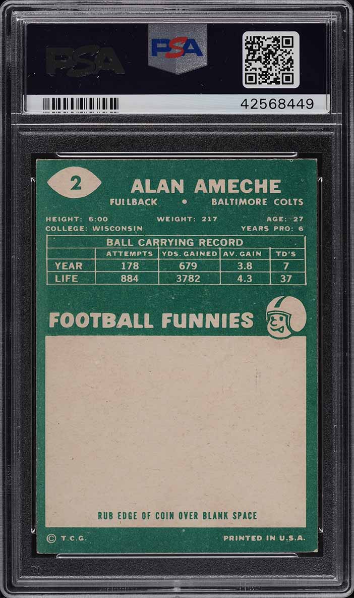 1960 Topps Football Alan Ameche #2 PSA 6 EXMT