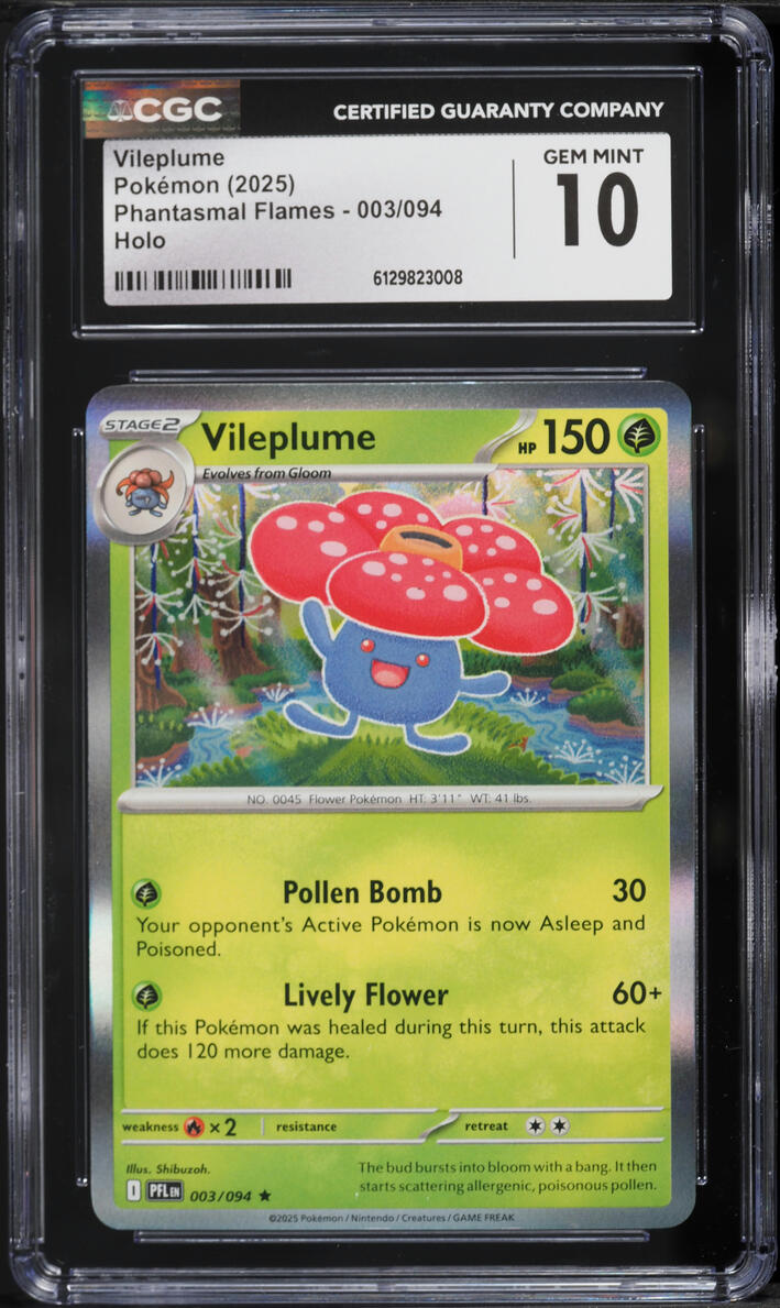2025 Pokemon Mega Evolution Phantasmal Flames Holo Vileplume #3 CGC 10 GEM MINT