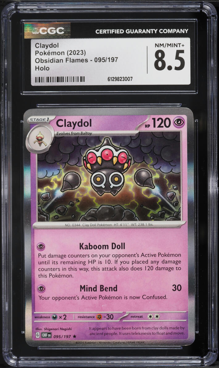 2023 Pokemon Scarlet & Violet Obsidian Flames Holo Claydol #95 CGC 8.5 NM-MT+