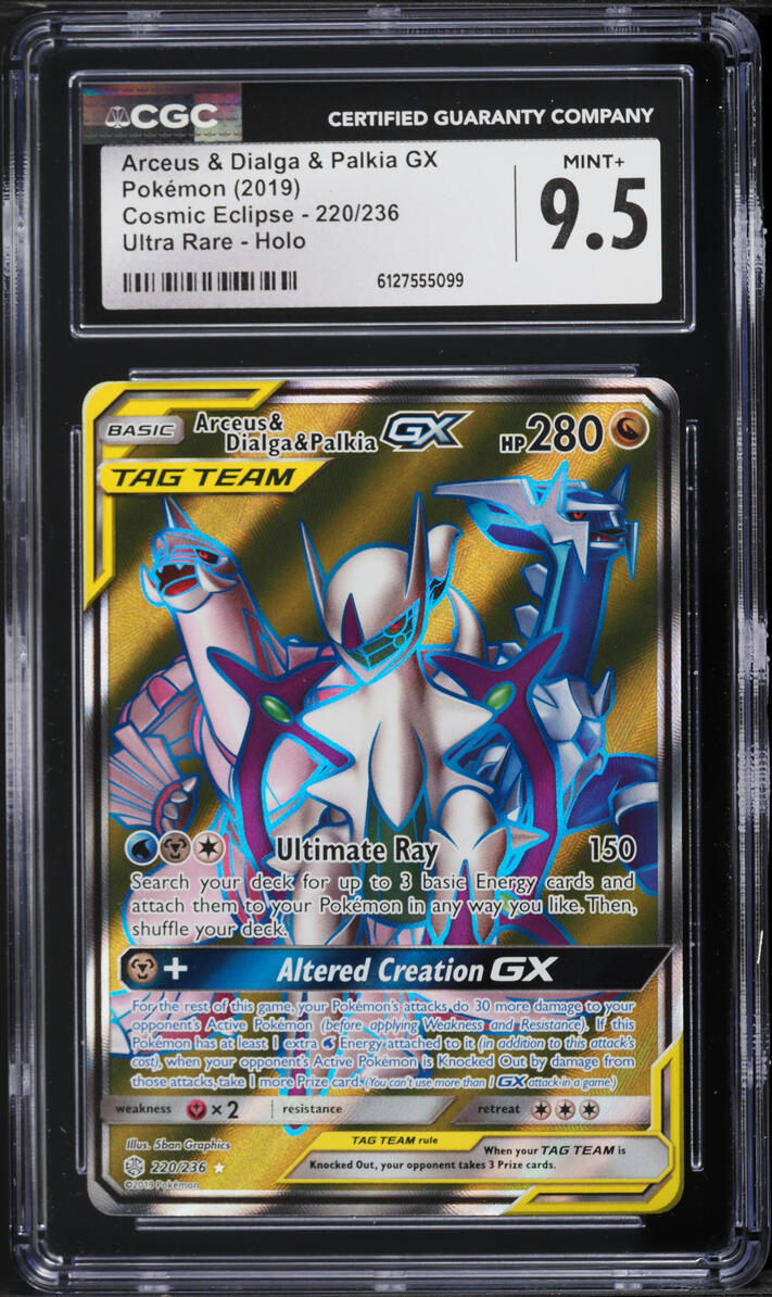 2019 Pokemon Sun & Moon Cosmic Eclipse Full Art Arceus Dialga Palkia GX #220 CGC 9.5 MINT+