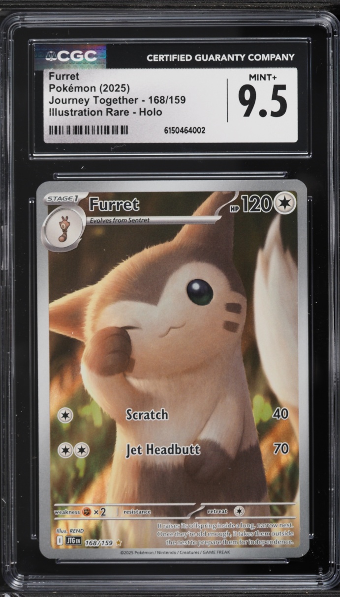 2025 Pokemon Scarlet & Violet Journey Together IR Furret #168 CGC 9.5 MINT+