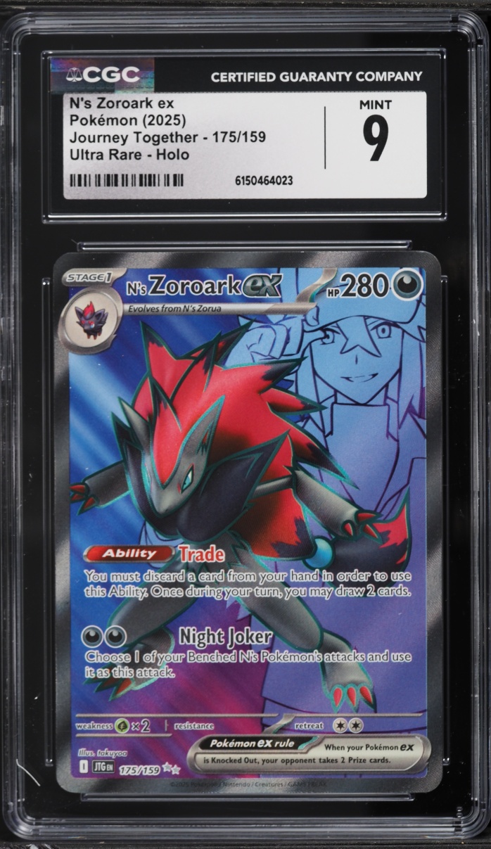 2025 Pokemon Scarlet & Violet Journey Together Full Art N's Zoroark ex #175 CGC 9 MINT