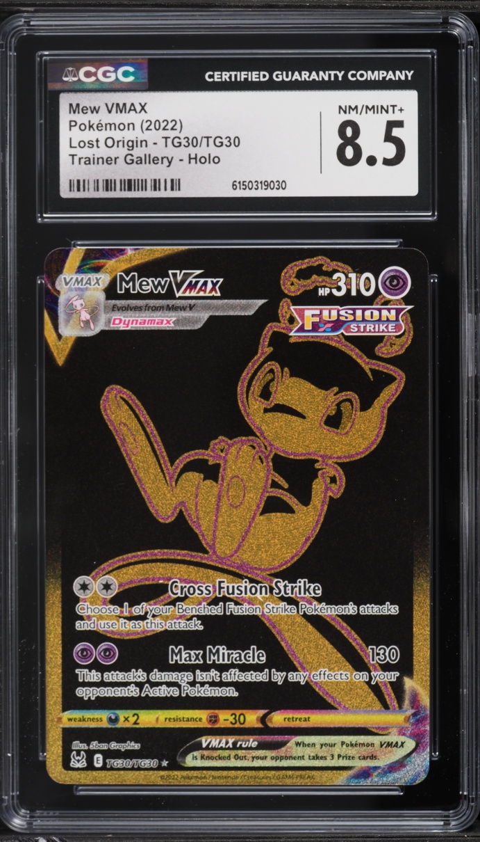 2022 Pokemon Sword & Shield Lost Origin Full Art Mew VMAX #TG30 CGC 8.5 NM-MT+