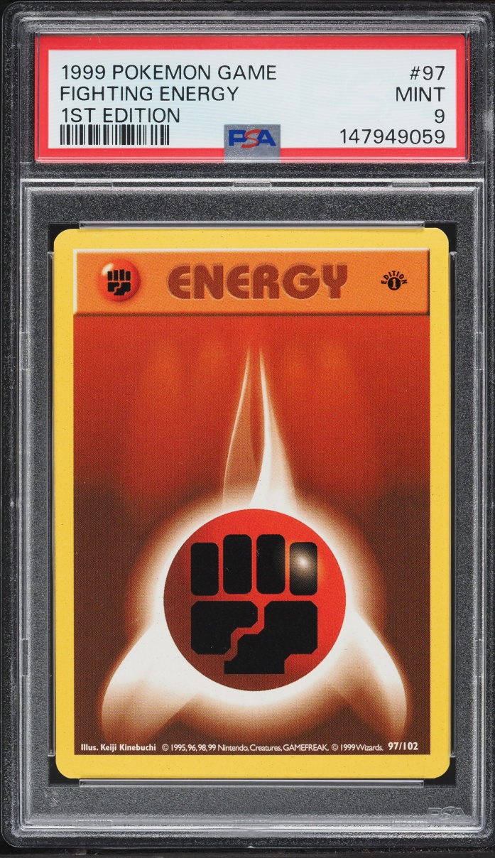 1999 Pokemon Base Set Shadowless 1st Edition Fighting Energy #97 PSA 9 MINT