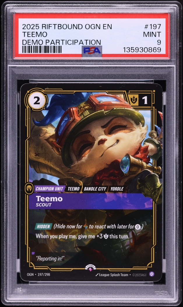 2025 Riftbound League Of Legends Origins Demo Participation Teemo #197 PSA 9 MINT
