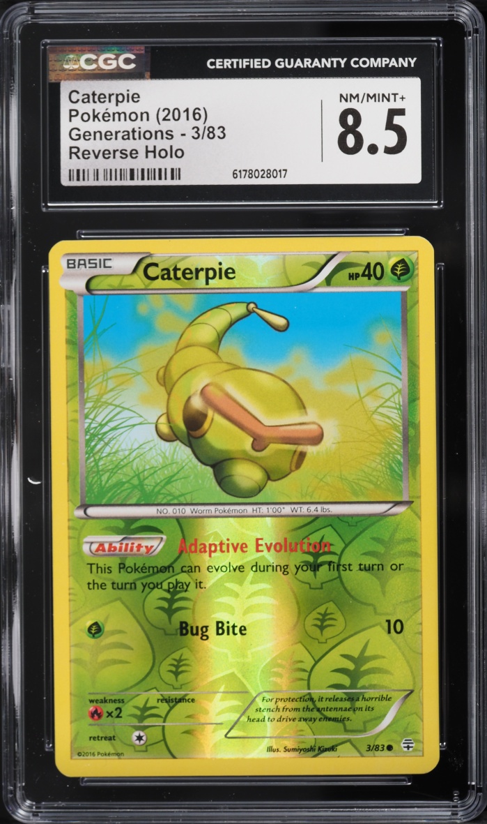 2016 Pokemon XY Generations Reverse Holo Caterpie #3 CGC 8.5 NM-MT+