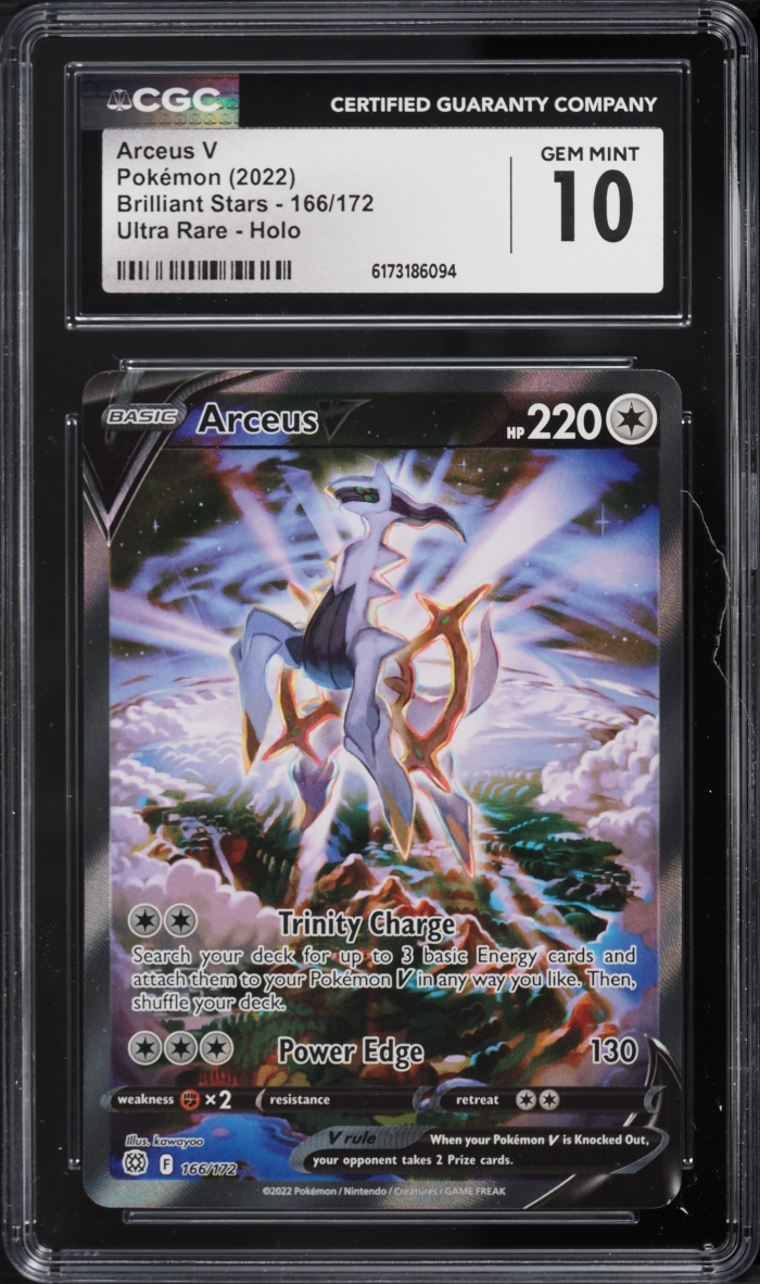2022 Pokemon Sword & Shield Brilliant Stars Full Art Arceus V #166 CGC 10 GEM MINT