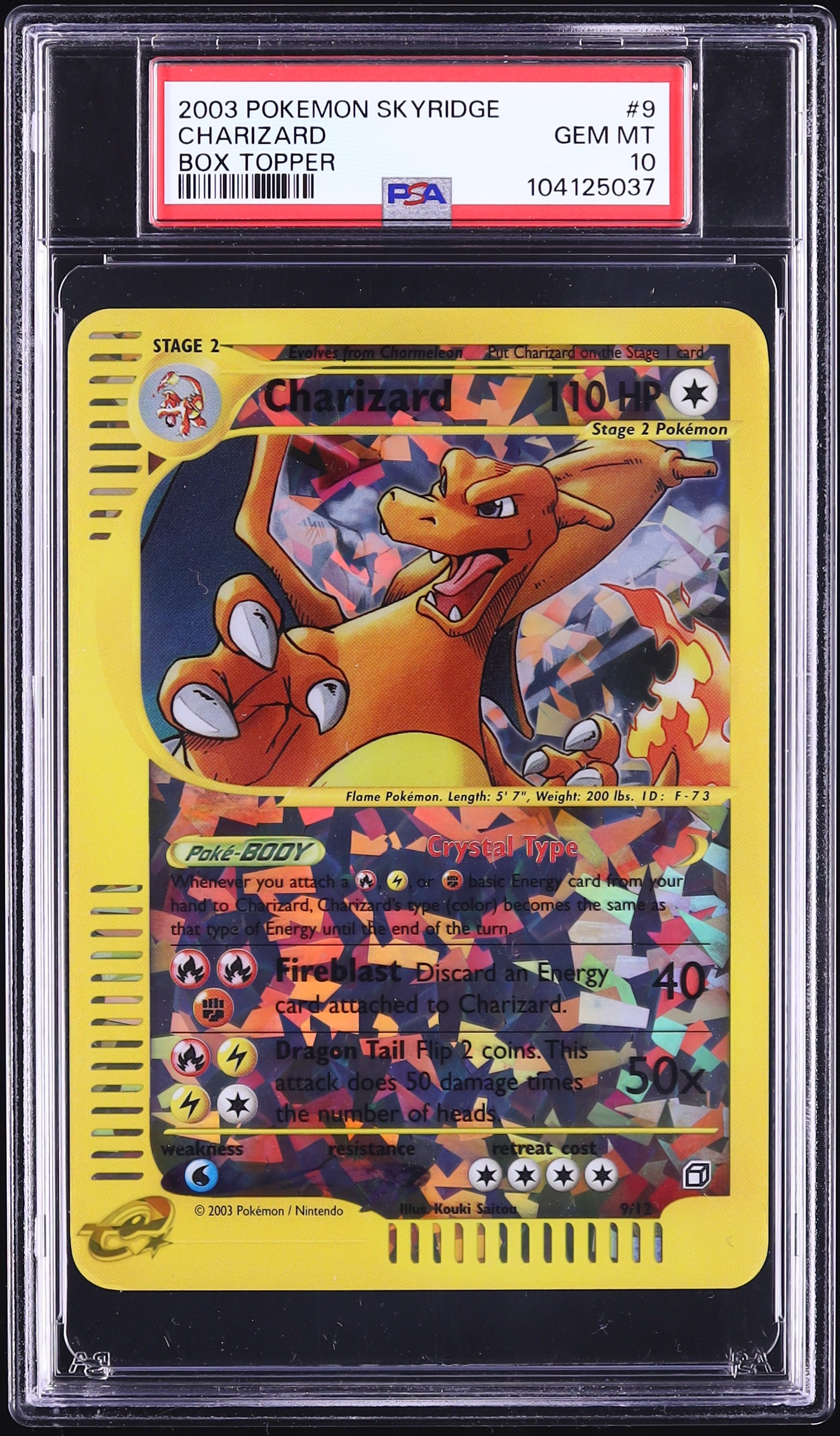 2003 Pokemon Skyridge Box Topper Charizard #9 PSA 10 GEM