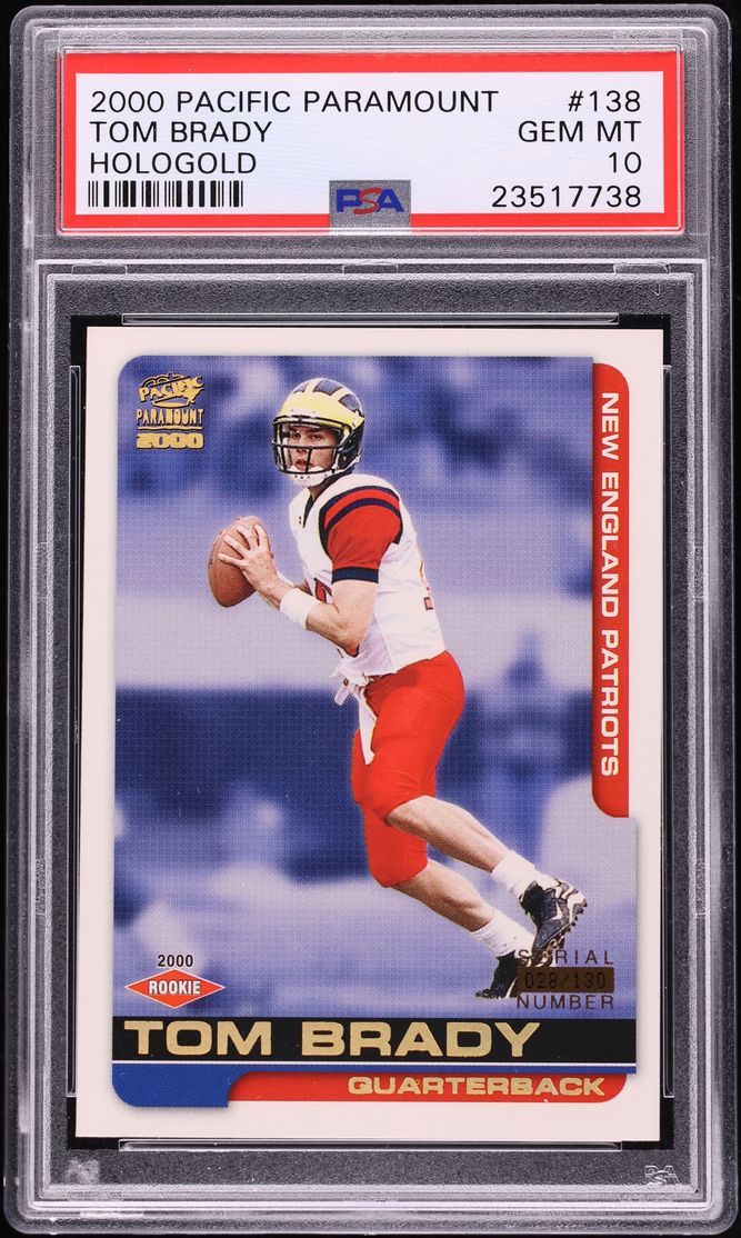 2000 Pacific Paramount Holo Gold Tom Brady ROOKIE /130 #138 PSA 10 GEM MINT