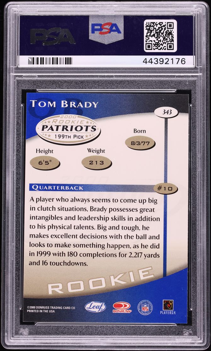 2000 Quantum Leaf Tom Brady ROOKIE #343 PSA 10 GEM MINT