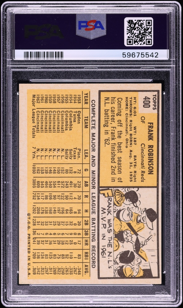 1963 Topps Frank Robinson #400 PSA 6 EXMT