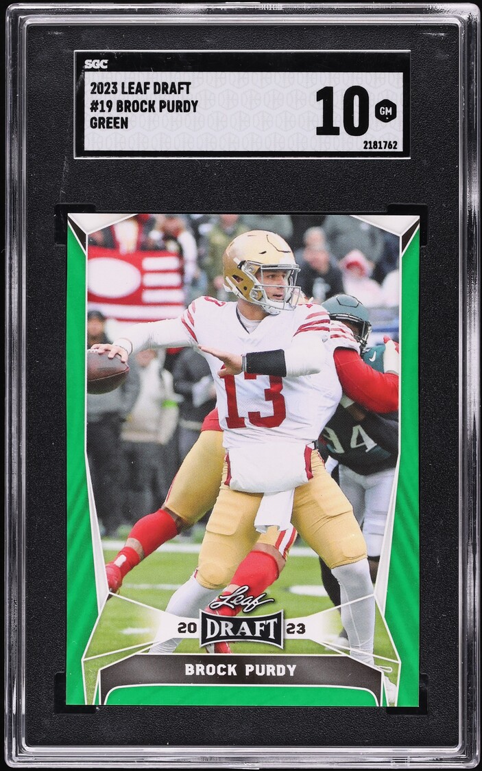 2023 Leaf Draft Green Brock Purdy #19 SGC 10 GEM MINT