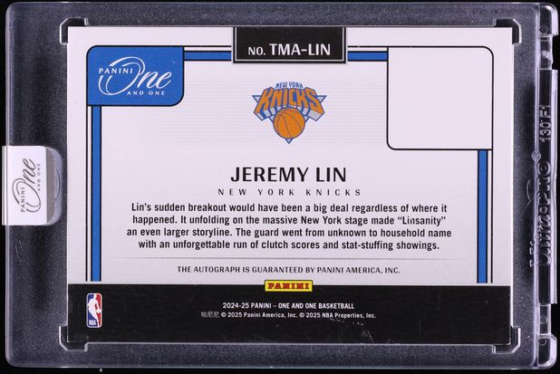 2024 Panini One And One Timeless Moments Jeremy Lin AUTO /99 #TMA-LIN
