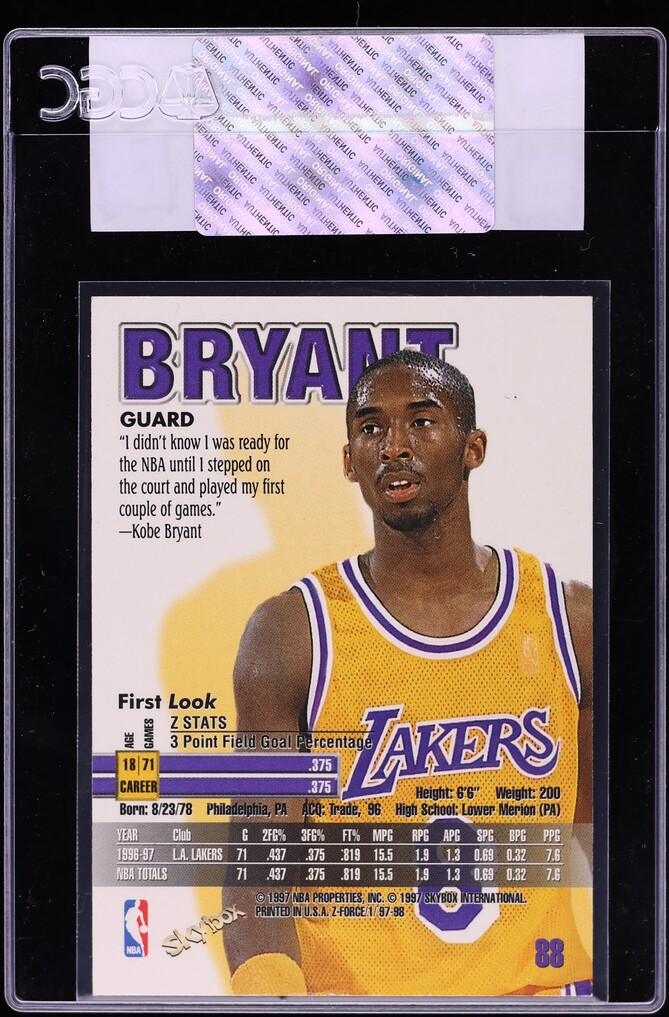 1997 Skybox Z-Force Kobe Bryant #88 CGC AUTH