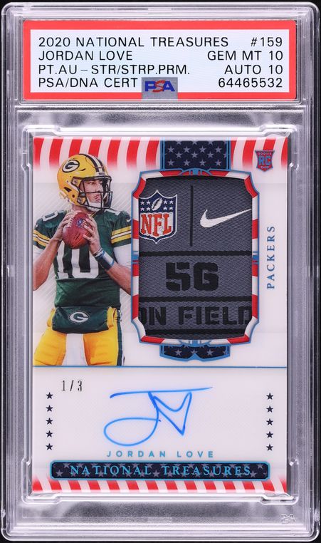 2020 National Treasures S&S Jordan Love ROOKIE PATCH AUTO DNA 10 1/3 #159 PSA 10
