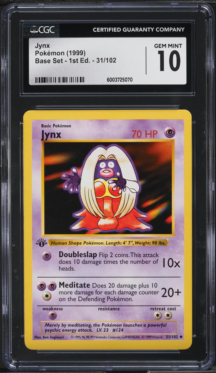 1999 Pokemon Base Set Shadowless 1st Edition Jynx #31 CGC 10 GEM MINT