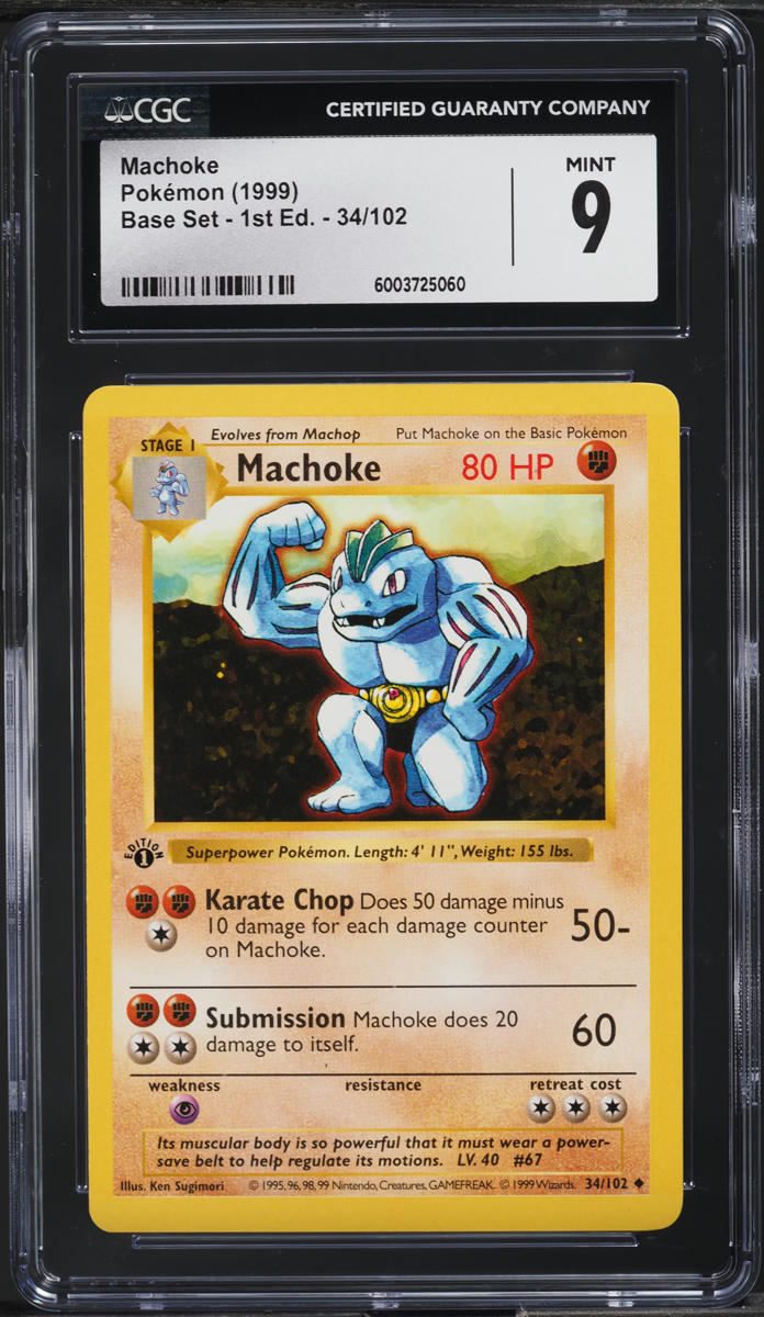 1999 Pokemon Base Set Shadowless 1st Edition Machoke #34 CGC 9 MINT