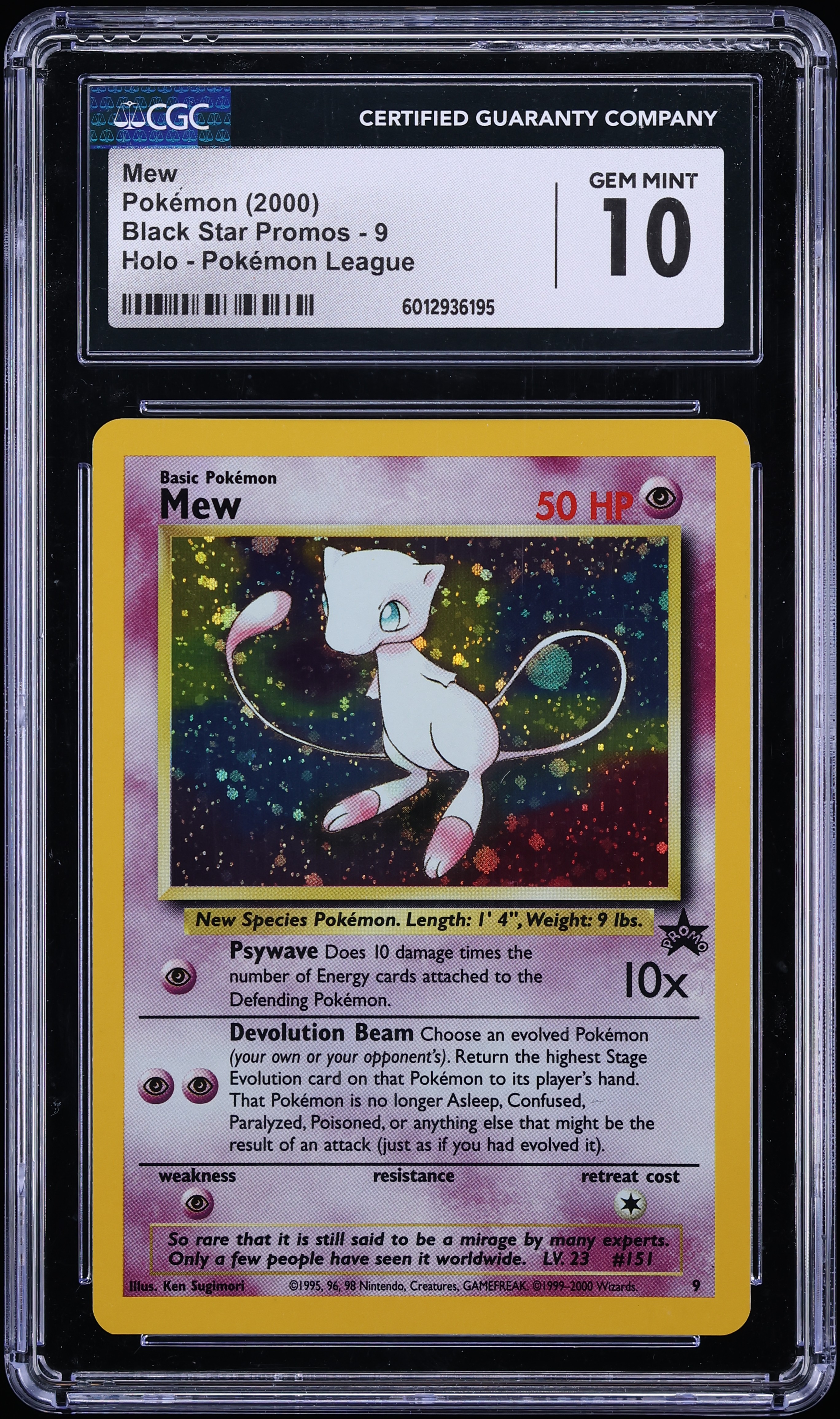 2000 Pokemon League Black Star Promo Holo Mew #9 CGC 10 GEM MINT
