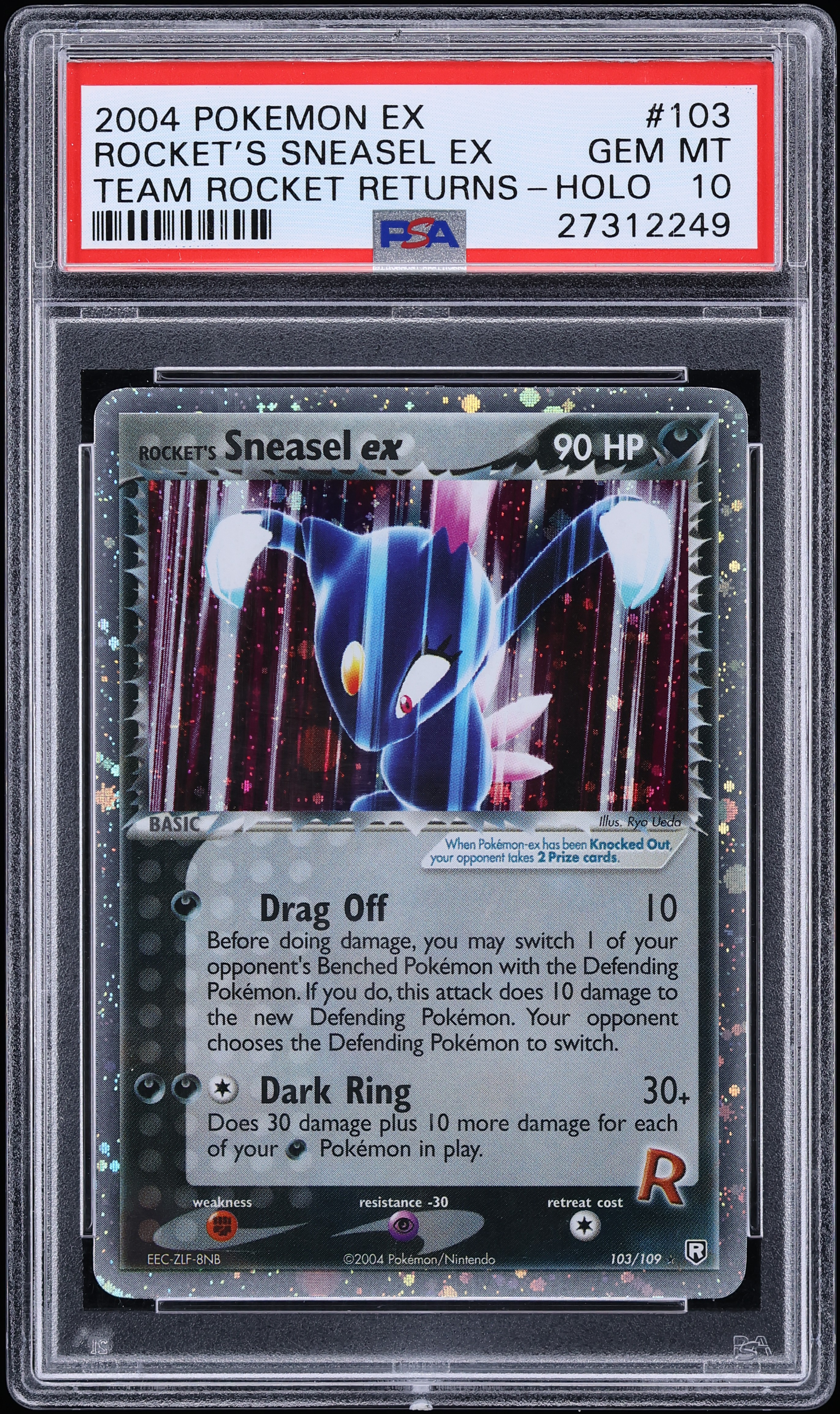 2004 Pokemon EX Team Rocket Returns Holo Rocket's Sneasel Ex #103 PSA 10 GEM MINT