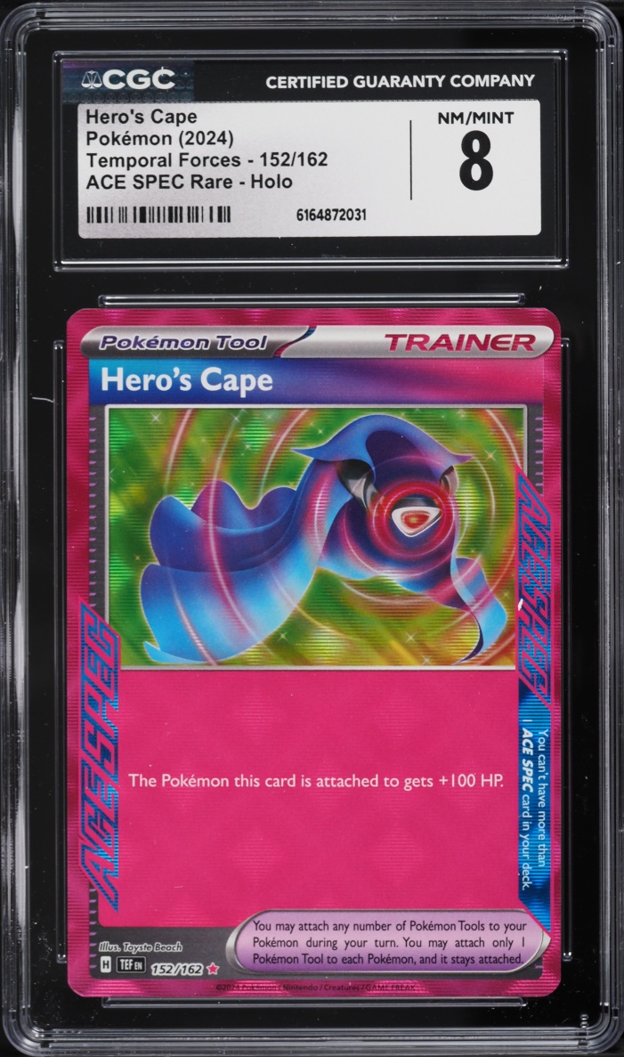 2024 Pokemon Scarlet & Violet Temporal Forces Ace Spec Hero's Cape #152 CGC 8 NM-MT