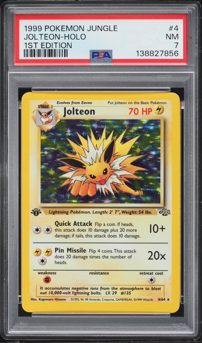 1999 Pokemon Jungle 1st Edition Holo Jolteon #4 PSA 7 NRMT