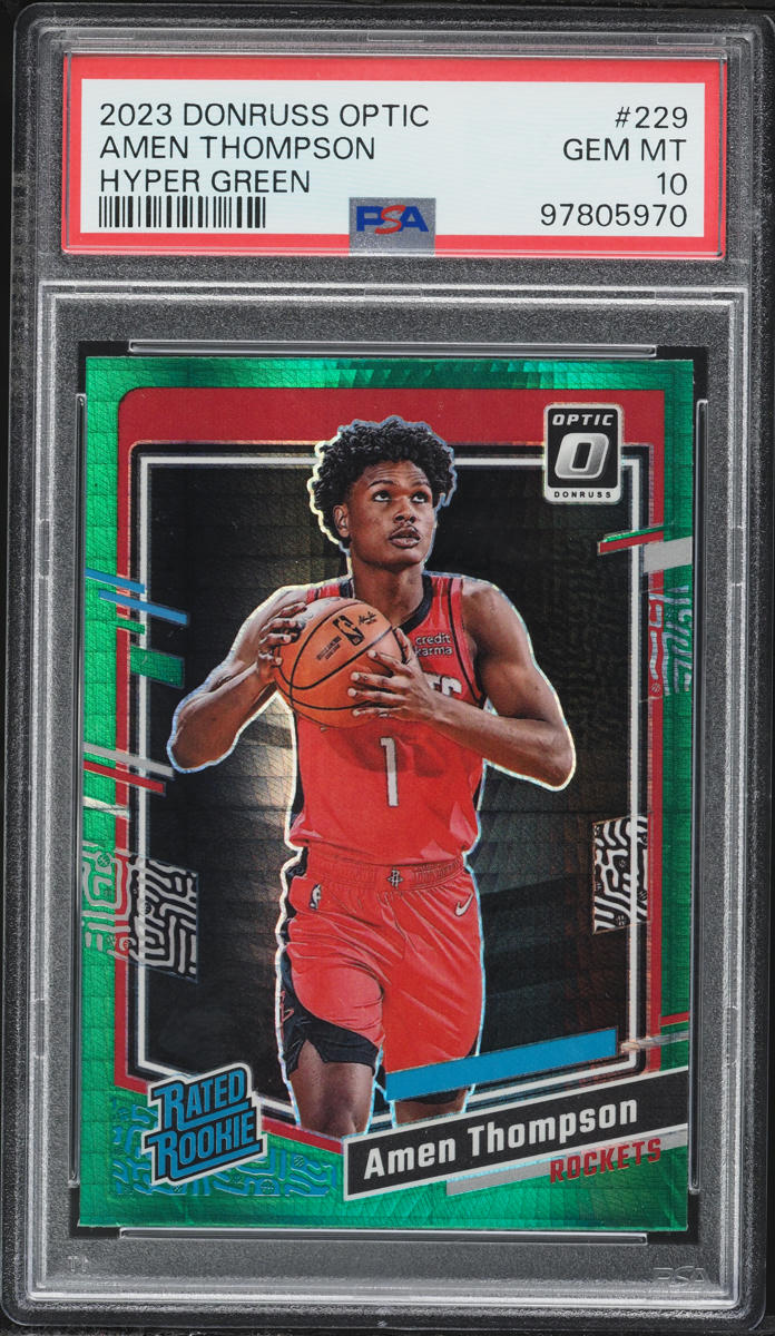 2023 Donruss Optic Hyper Green Amen Thompson ROOKIE #229 PSA 10 GEM MINT