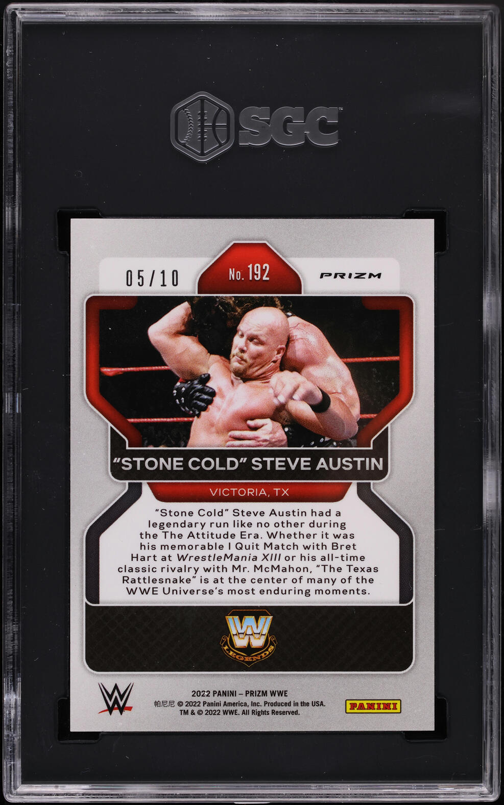 2022 Panini Prizm WWE Gold Stone Cold Steve Austin /10 #192 SGC 8 NM-MT