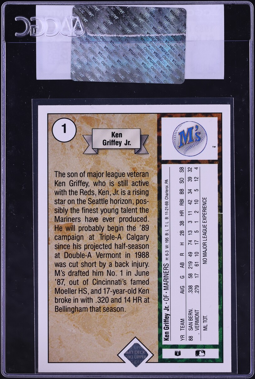 1989 Upper Deck Ken Griffey Jr. ROOKIE #1 CGC AUTH