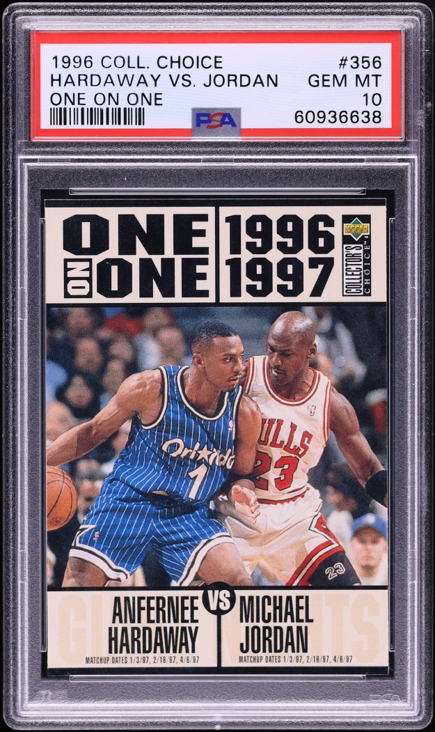 1996 Collector's Choice One On One Anfernee Hardaway Vs. Michael Jordan #356 PSA 10 GEM