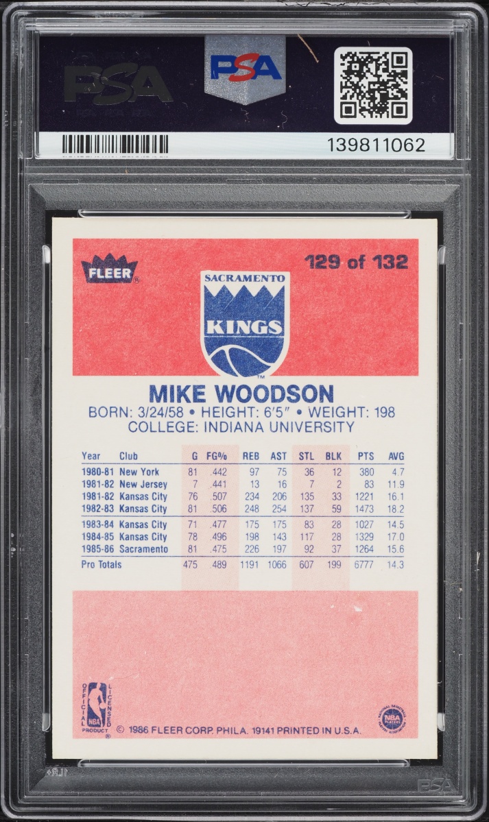 1986 Fleer Basketball Mike Woodson #129 PSA 7 NRMT