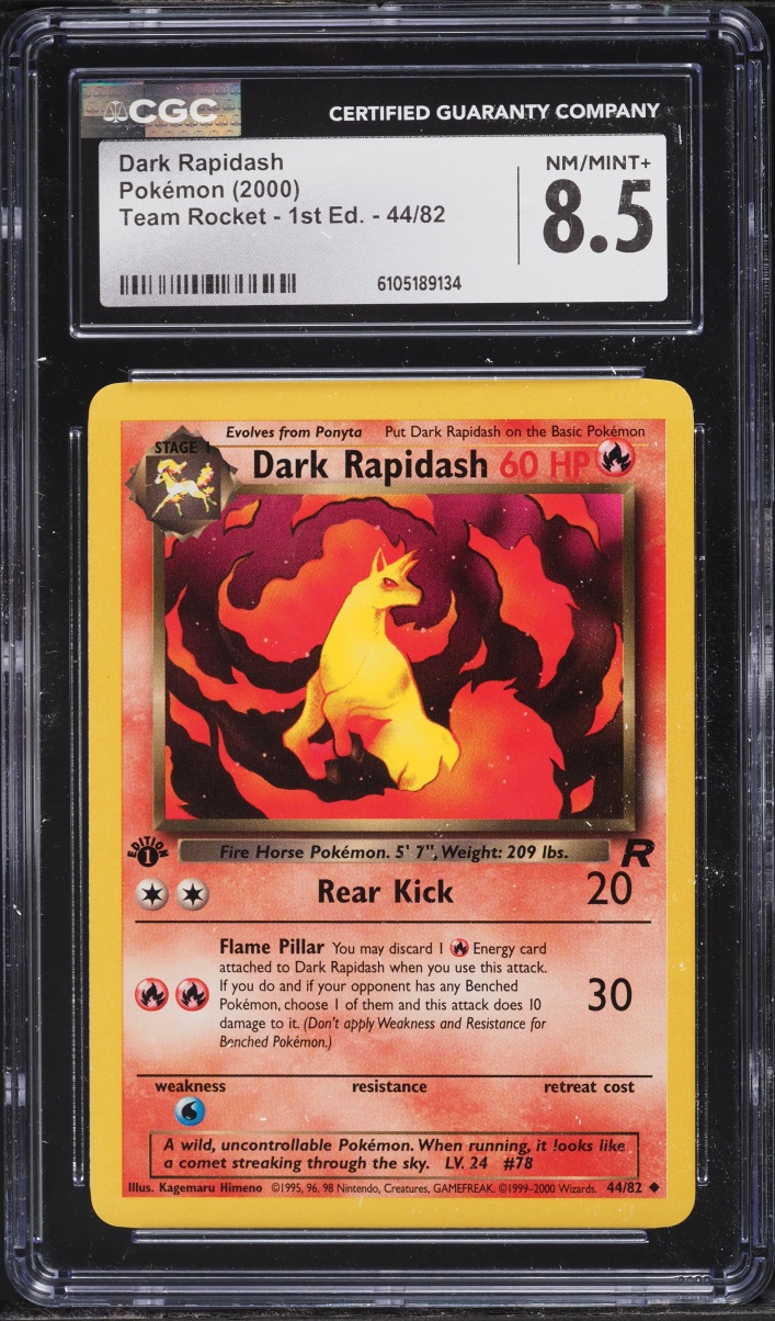 2000 Pokemon Team Rocket 1st Edition Dark Rapidash #44 CGC 8.5 NM-MT+