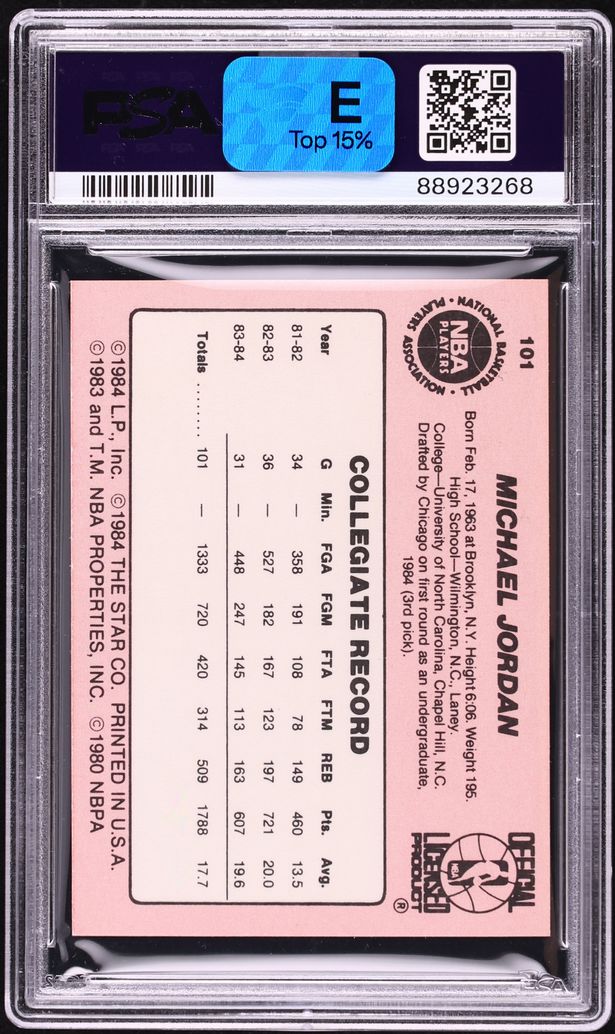 1984 Star Basketball Michael Jordan ROOKIE #101 PSA 6 EXMT
