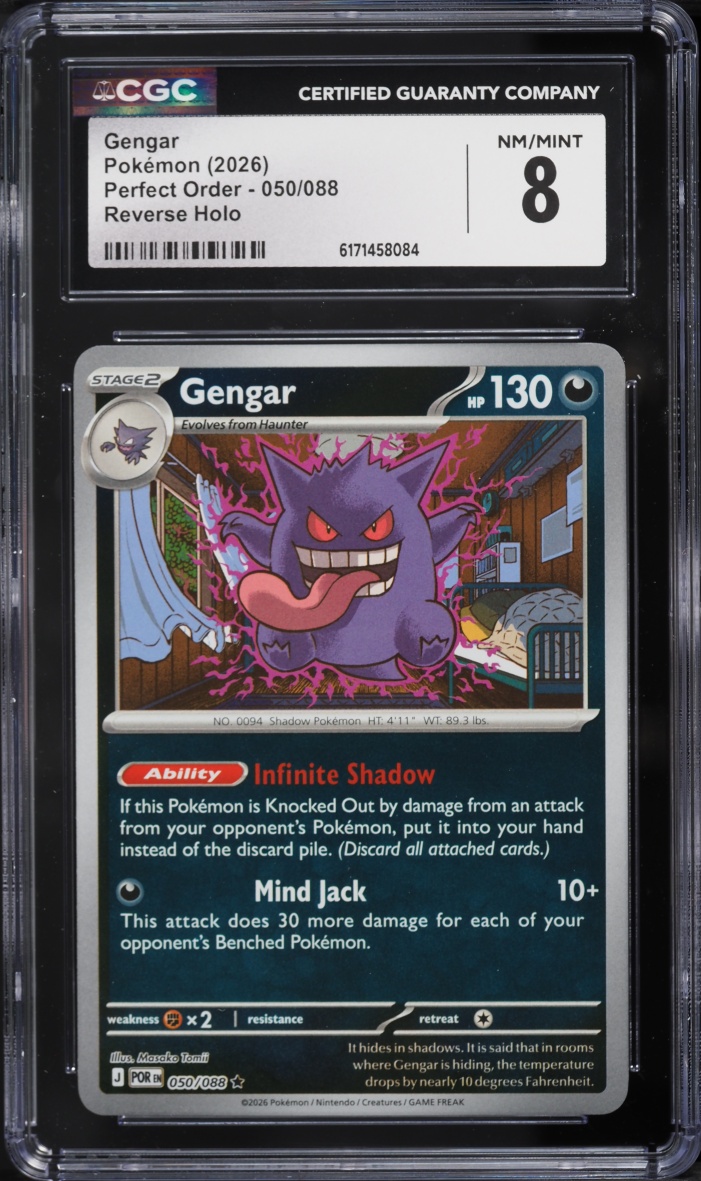2026 Pokemon Mega Evolution Perfect Order Reverse Holo Gengar #050 CGC 8 NM-MT
