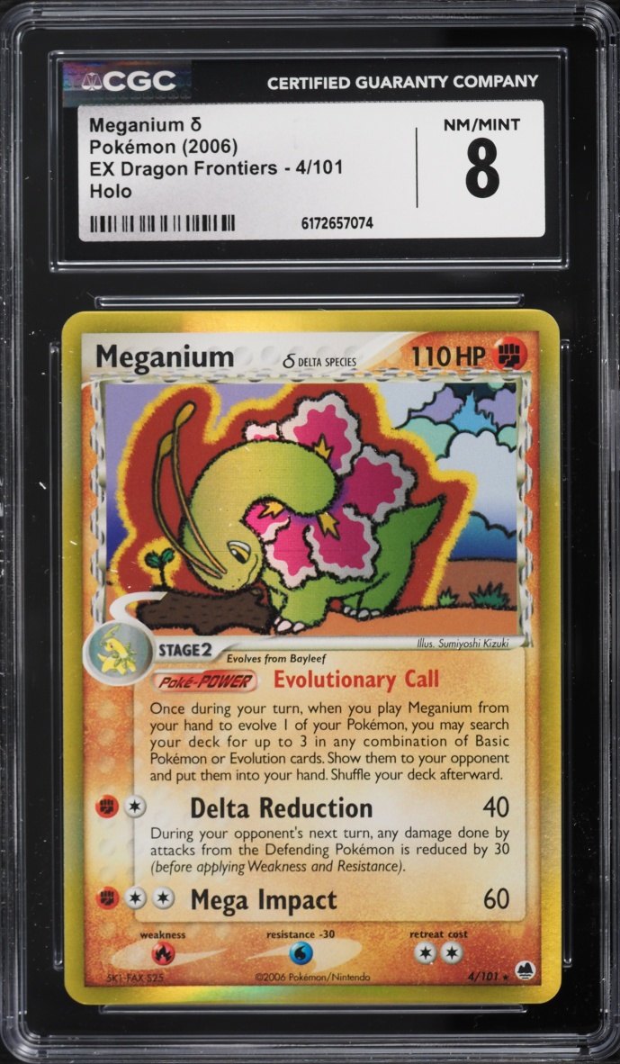 2006 Pokemon EX Dragon Frontiers Holo Meganium #4 CGC 8 NM-MT