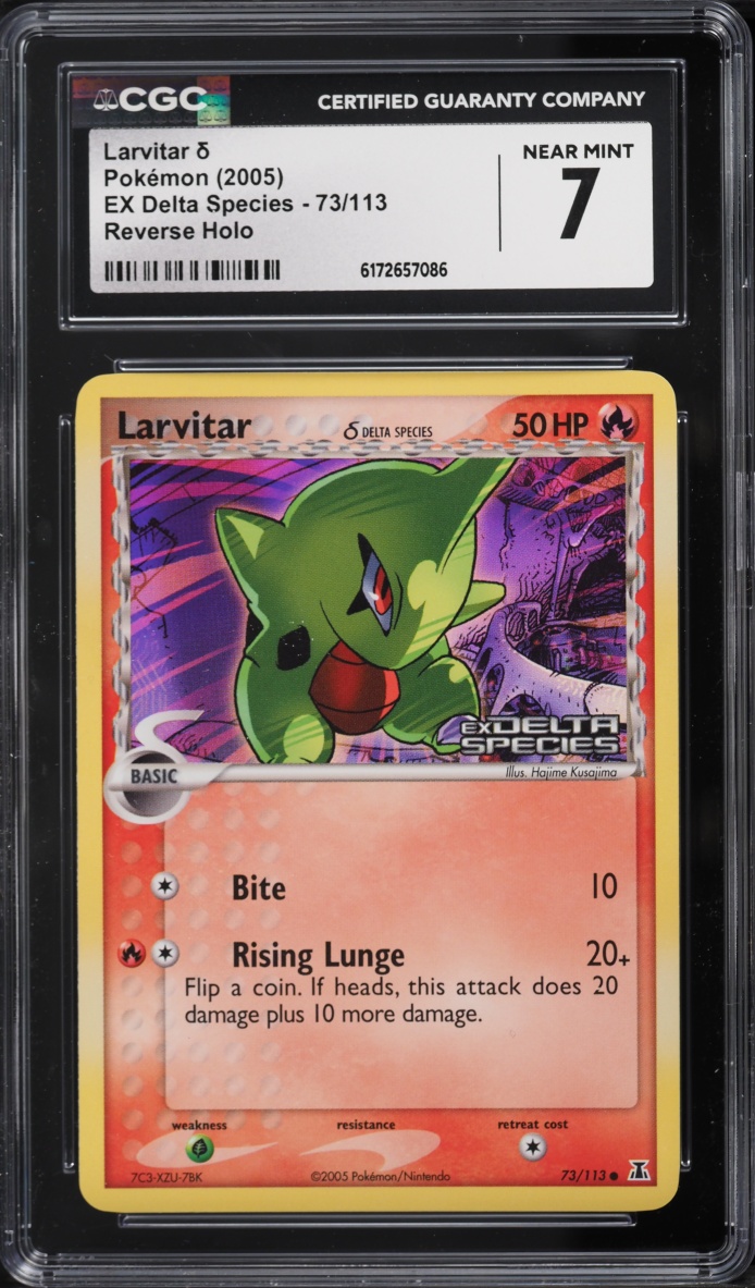 2005 Pokemon EX Delta Species Reverse Holo Larvitar #73 CGC 7 NRMT